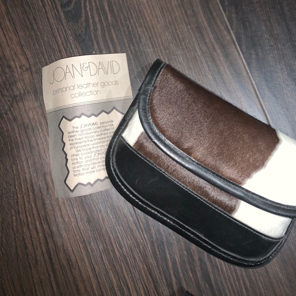 Joan and David genuine leather fur clutch bag